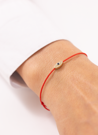 İpli Doğal Taşlı Minimal 14 Ayar Altın Bileklik