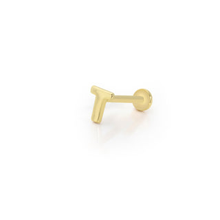 T Harf 14 Ayar Altın Piercing