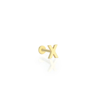 X Harf 14 Ayar Altın Piercing