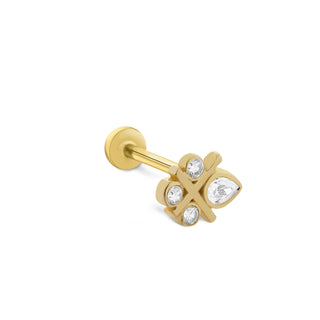 Çarpı Işıltısı 14 Ayar Altın Piercing