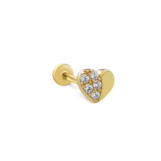 İkili Kalp Işıltısı 14 Ayar Altın Piercing