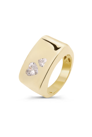 Genola Taşlı Kalpli 14 Ayar Altın Yüzük