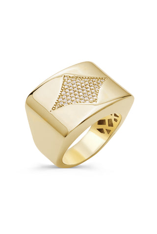 Genola Yıldızlı Taşlı 14 Ayar Altın Yüzük