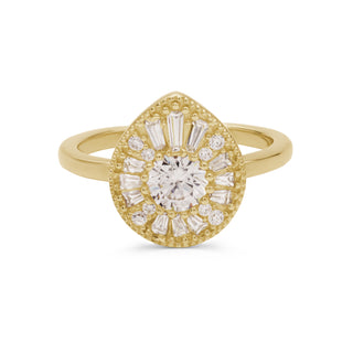 Genola Damla Kesim Taşlı 14 Ayar Altın Yüzük