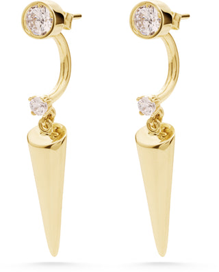 Genola Taşlı Konik Tasarım 14 Ayar Altın Küpe