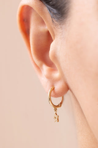 Taşlı Yıldız 14 Ayar Altın Küpe