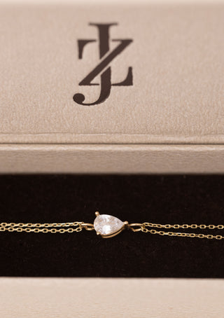 Minimal Taşlı Çift Zincirli 14 Ayar Altın Bileklik