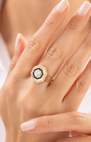 Siyah Mineli Tektaş Yüzük