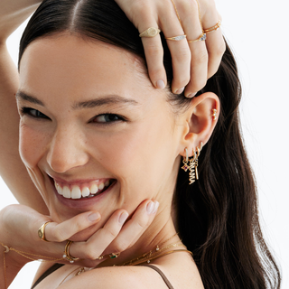 Mist İnside Out 14 Ayar Halka Pırlanta Küpe