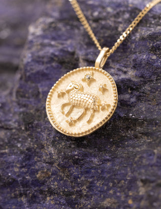 Vintage Koç Burcu 14 Ayar Altın Kolye
