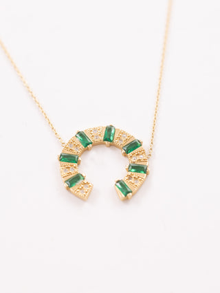 Vintage Yeşil Taş 14 Ayar Altın Kolye