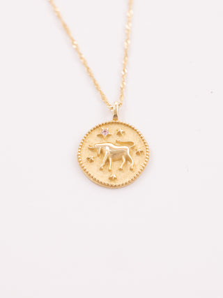 Vintage Boğa Burcu 14 Ayar Altın Kolye