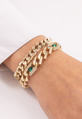 Zümrüt Taşlı İki Sıra Gurmet Bileklik