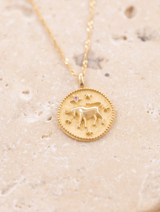 Vintage Boğa Burcu 14 Ayar Altın Kolye