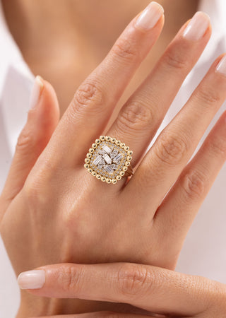 Kare Baget Taşlı Yüzük