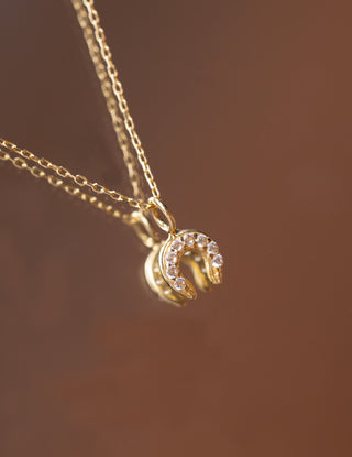 Şans Sembolü Taşlı Nal 14 Ayar Altın Kolye