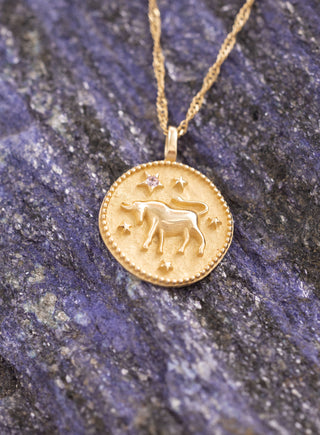 Vintage Boğa Burcu 14 Ayar Altın Kolye