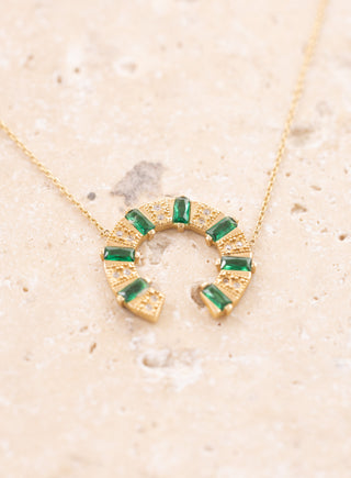 Vintage Yeşil Taş 14 Ayar Altın Kolye