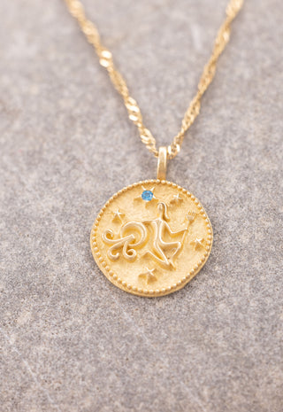 Vintage Kova Burcu 14 Ayar Altın Kolye