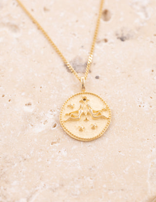 Vintage İkizler Burcu 14 Ayar Altın Kolye