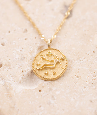 Vintage Başak Burcu 14 Ayar Altın Kolye