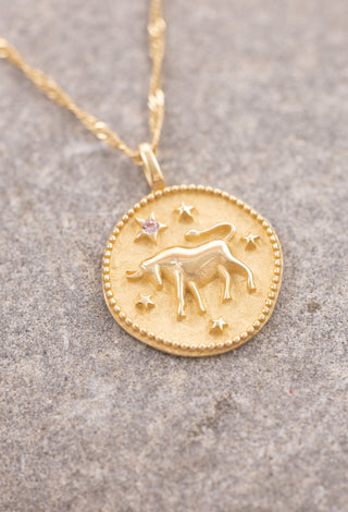 Vintage Boğa Burcu 14 Ayar Altın Kolye