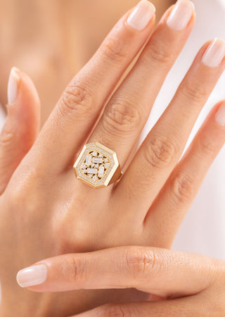 Baget Taşlı Kare Yüzük