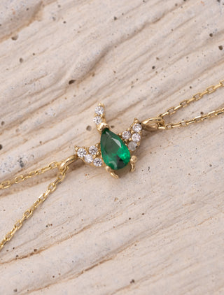 Yeşil Taşlı Zümrüt Kuşu Çift Zincirli 14 Ayar Altın Bileklik