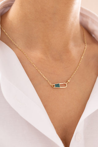 Zümrüt Yeşili Mine 14 Ayar Altın Kolye