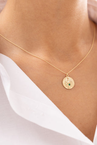 Zümrüt Yeşil Taşlı Antik 14 Ayar  Altın Kolye