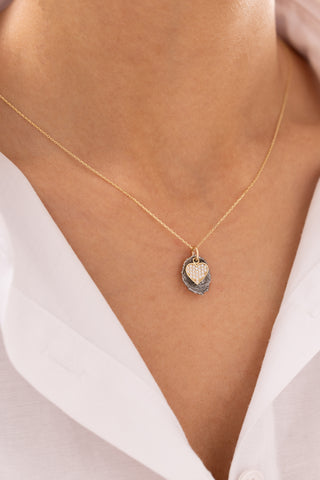 Taşlı Kalp 14 Ayar Altın Kolye