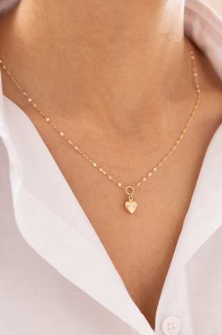 Minimal Kalp Charm 14 Ayar Altın Kolye