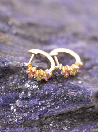 Mist Rainbow Mc. Safir Halka Pırlanta Küpe