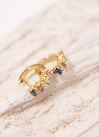 Mist Rainbow Mc. Safir Halka Pırlanta Küpe