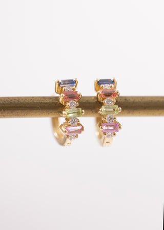 Mist Rainbow Mc. Safir Halka Pırlanta Küpe