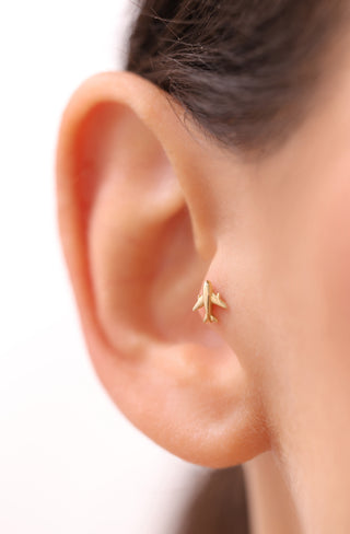 Sade Uçak 14 Ayar Altın Piercing