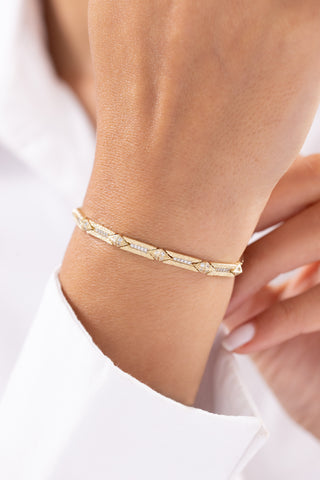 Siena Dokulu Taşlı 14 Ayar Altın Bileklik