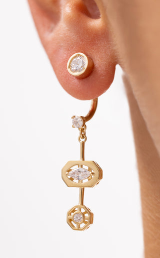 Genola Sallanır Taşlı 14 Ayar Altın Küpe