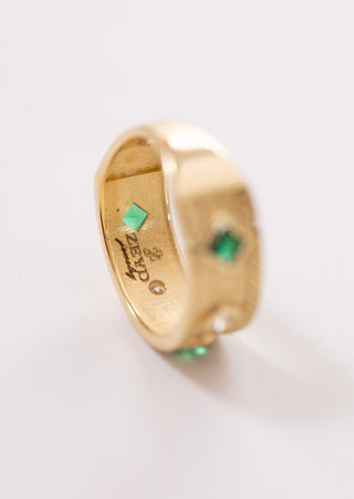 Altın Asalet Yeşil Mühür 14 Ayar Altın Yüzük