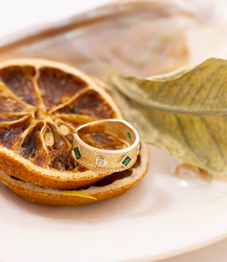 Altın Asalet Yeşil Mühür 14 Ayar Altın Yüzük