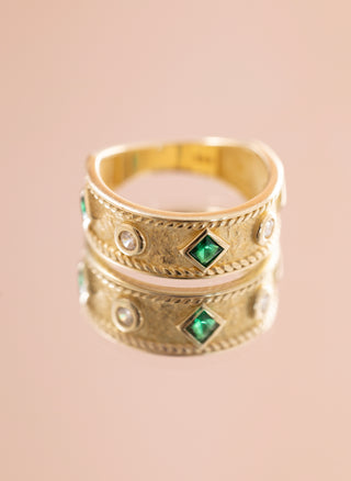 Altın Asalet Yeşil Mühür 14 Ayar Altın Yüzük