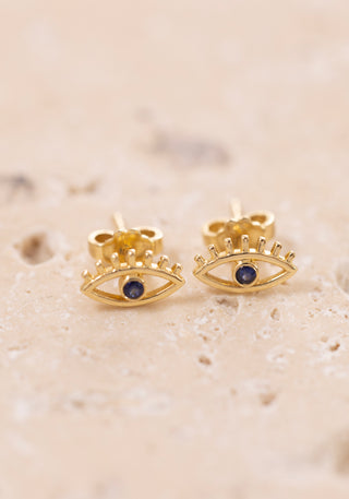 Mist Optivela Safir 14 Ayar Altın Küpe