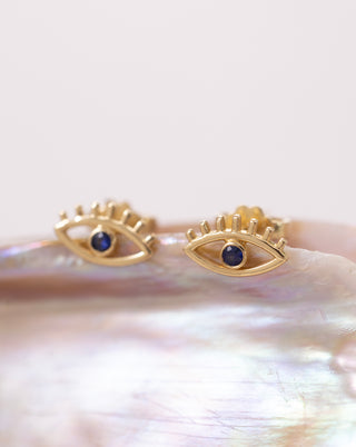 Mist Optivela Safir 14 Ayar Altın Küpe