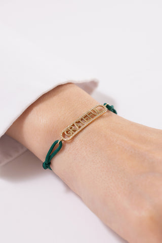 Mist Grateful Emerald Green String 14 Ayar Altın Bileklik