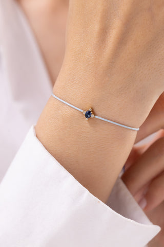 Mist Ovle Baby Blue String Pırlanta 14 Ayar Altın Bileklik