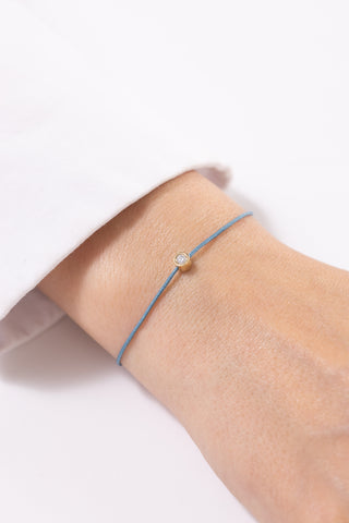 Mist Rouns Petrol Blue String 14 Ayar Altın Bileklik