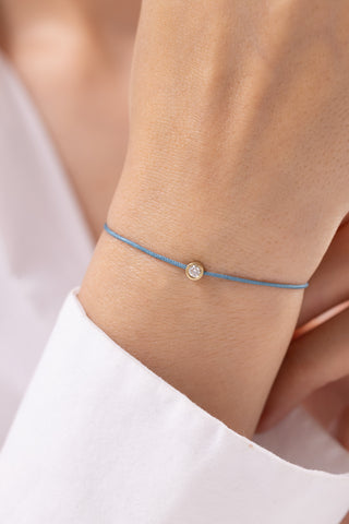Mist Rouns Petrol Blue String 14 Ayar Altın Bileklik