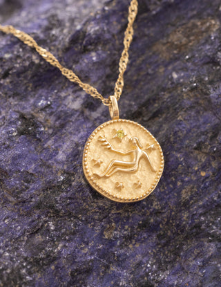 Vintage Başak Burcu 14 Ayar Altın Kolye