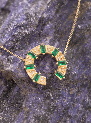 Vintage Yeşil Taş 14 Ayar Altın Kolye