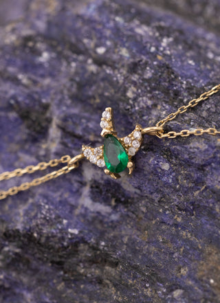 Yeşil Taşlı Zümrüt Kuşu Çift Zincirli 14 Ayar Altın Bileklik